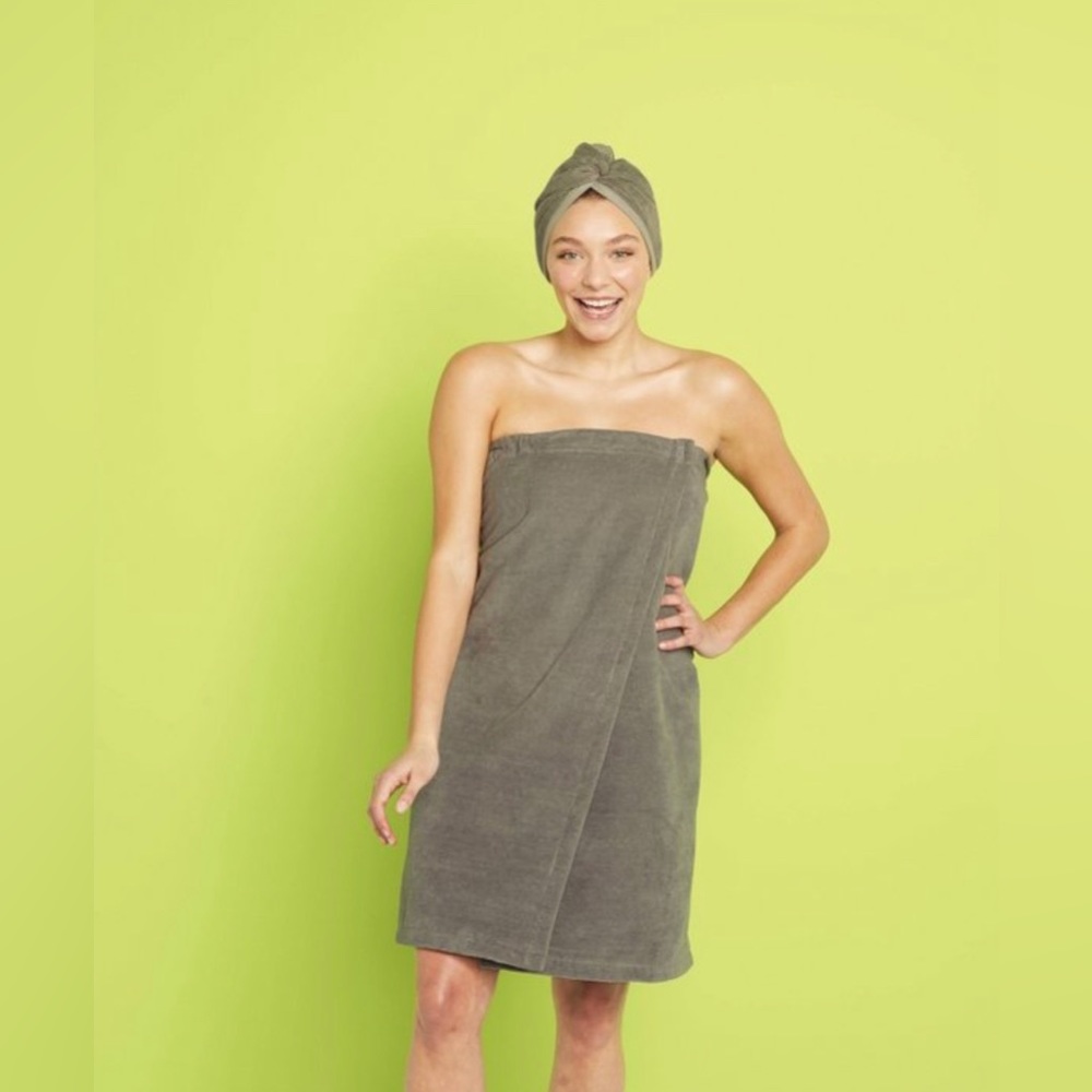 Bath Body Wrap Towels Gray
